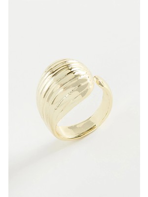 Kocadal Çizgili Su Damlası Metal Yüzük