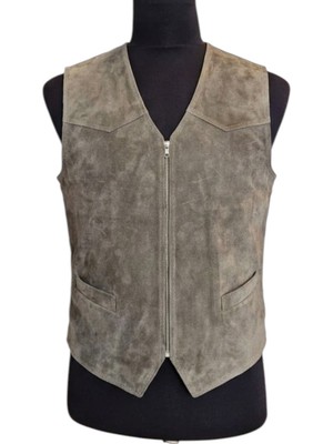 Asus Deri - Premium Hakiki Deri Western Vizon Erkek Yelek