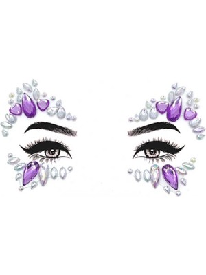 Le Mabelle Lila Kalp ve Zümrüt Desenli Kız Çocuk Yüz Sticker