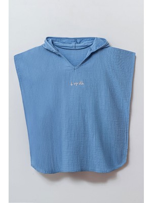 Beniizle Lyrax Kabartmalı Organik %100 Pamuk Müslin Kapüşonlu Plaj Havlusu Çocuk Bebek Pareo Panço