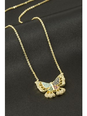 Kocadal Kelebek Zirkon Taşlı Kolye