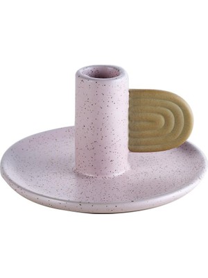 Paşabahçe Minimal No:1 Seramik Şamdan Mumluk Pembe - 1 Adet