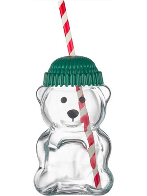 Kocadal Ayıcıklı Pipetli Cam Kahve Bardağı