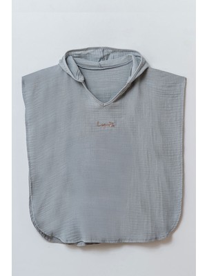 Beniizle Lyrax Kabartmalı Organik %100 Pamuk Müslin Kapüşonlu Plaj Havlusu Çocuk Bebek Pareo Panço