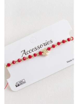 Kocadal Yonca Kristal Makrome Ip Bileklik