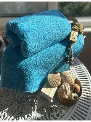 Otel Tipi %100 Pamuk Turkuaz Banyo Havlusu 90X150 Ebat 600GR