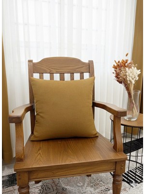 Brillant Hardal Renk 45X45 Ölçü Petek Dokuma Yumuşak Yapılı Kırlent Kılıf