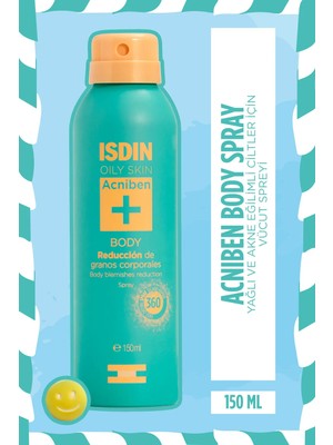 Isdin Acniben 150 ml Vücut Spreyi Yağlı Ciltler İçin Sivilce Karşıtı Etkili Formül