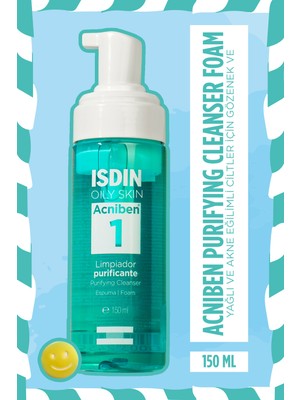 Isdin Teen Skin Acniben Purifying Foam Cleanser 150 ml | Akneye Eğilimli Yağlı Ciltler Için Köpük Temizleme Jeli