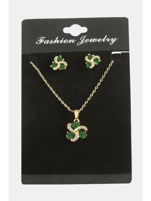 Kocadal Çiçek Damla Zirkon Taşlı Set Kolye