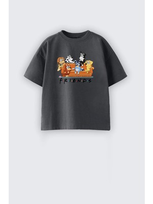 Monila Unisex Pamuklu Bisiklet Yaka Bluey Baskılı T-Shirt