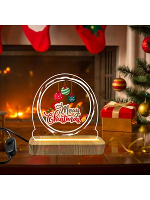 Renklime Yılbaşı Temalı Hediye 4 Masa Üstü Işıklı