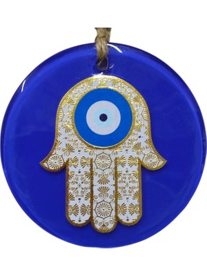 Mixperi Ekoratif Lacivert Cam Nazar Boncuğu - Fatma Ana Eli Figürlü Şans ve Bereket Süsü