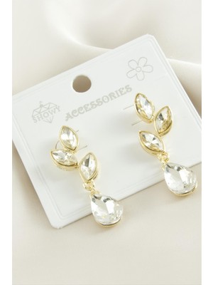 Kocadal Çiçek Damla Taşlı Metal Küpe