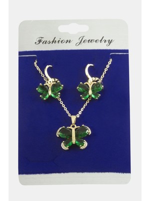 Kocadal Kelebek Zirkon Taşlı Set Kolye