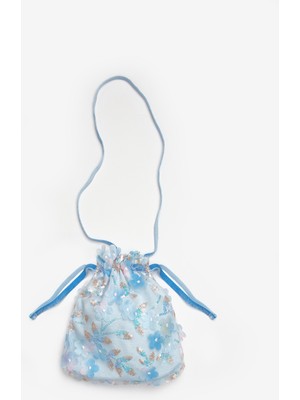 Le Mabelle Mavi Çiçek ve Pul Detaylı Kız Çocuk Çanta