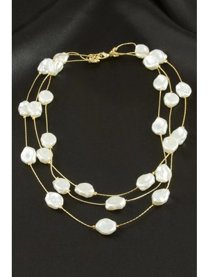 Kocadal Oval Inci Üçlü Kolye