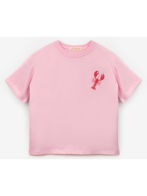 Le Mabelle Pembe Istakoz Desenli Çocuk Tişört
