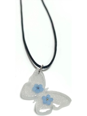 Kocadal Unutma Beni Çiçeği Kelebek Epoksi Kolye