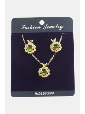 Kocadal Gül Zirkon Taşlı Set Kolye