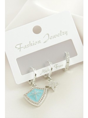 Kocadal 3 Adet Yıldız Zirkon Taşlı Küpe