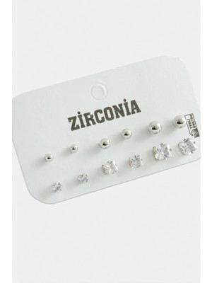 Kocadal 12 Adet Kare Zirkon Tek Taşlı Küpe