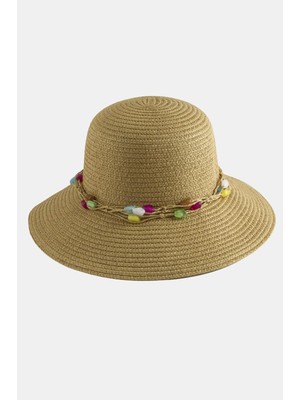 Kocadal Renkli Doğaltaşlı Hasır Şapka