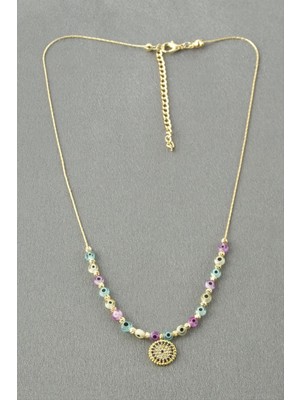 Kocadal Nazar Boncuklu Zirkon Taşlı Kolye