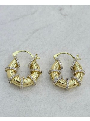 Venüs Design Çelik Taşlı Halka  Küpe