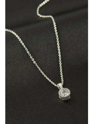 Kocadal Yuvarlak Zirkon Tek Taşlı Kolye