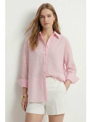 Rays Pembe Çizgili Oversize Gömlek 5460