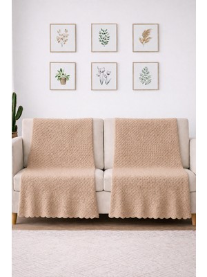 Bonny Home 2'li Kahve Kaymaz Tabanlı Koltuk Örtüsü Kabartmalı Çok Amaçlı Parlak Çekyat Örtüsü Otera