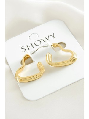 Kocadal Kalp Dört Sıra Metal Küpe