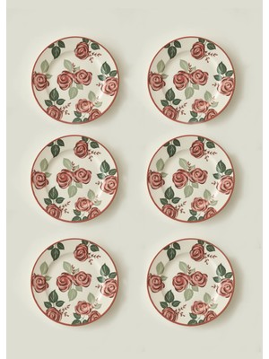 Bella Maison Rose Porselen 6'lı Pasta Tabağı (21 Cm)