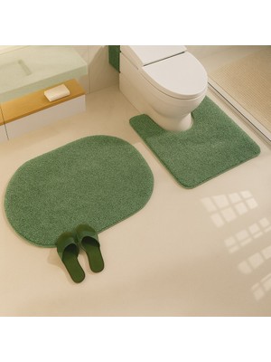 Eurobano Shaggy Oval 2'li Set Banyo Paspası 60X100-60X50 %100 Doğal Lateks Kaymaz Taban Yıkanabilir Banyo Seti