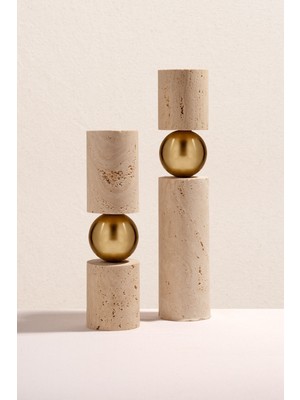 Paşabahçe Naturel Silindir Şamdan Mumluk Seti 2'li - 1 Adet