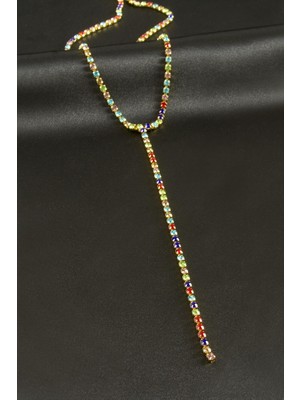 Kocadal Şerit Taşlı Çelik Y Kolye 4 mm