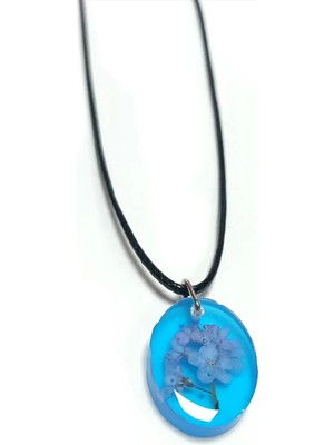 Kocadal Unutma Beni Çiçeği Oval Epoksi Kolye