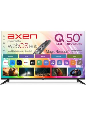Axen AX50QUPRL-W02M 50" 126 Ekran Uydu Alıcılı 4K Ultra HD Smart webOS LED TV