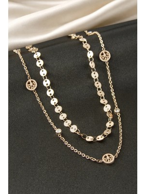 Kocadal Hayat Ağacı Pullu Çelik Ikili Kolye