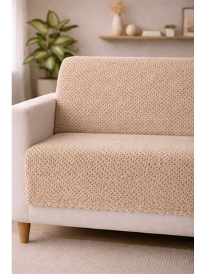 Bonny Home Kahve Kaymaz Tabanlı Koltuk Örtüsü Kabartmalı Çok Amaçlı Parlak Çekyat Örtüsü Tekli Otera