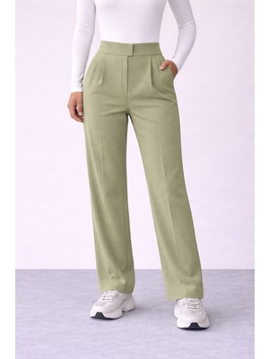 Line Kadın Likralı Cırt Kapama Siyah Palazzo Pantolon