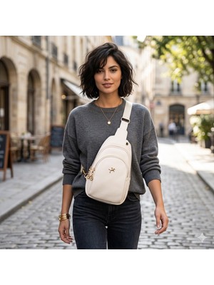 Nas Bag Kadın Crossbody Bag Bel ve Body Bag Krem Victoria