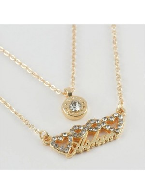 Pileli Store Aşkım Yazılı Kalp Figürlü Yeni Sezon Ikili Kolye