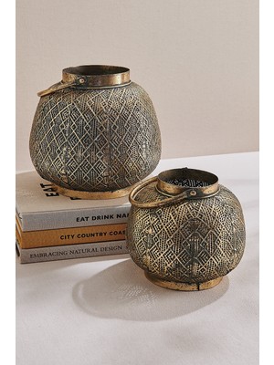 Paşabahçe Motif Metal Mumluk L - 1 Adet