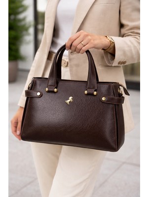 Miami Polo Clup Kadın Omuz Çantası Çok Bölmeli – Gold Detaylı Şık El ve Askılı Kadın Çanta