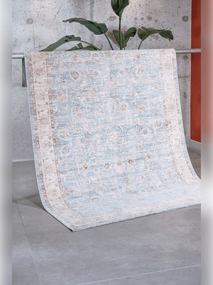 Apex Ambiance 2941 Mavi Sıcak Renk Tonlarını Etnik Desenler ile Buluşturan Yumuşak Tuşeli Makine Halısı