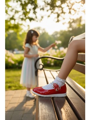 Enoch 23 Nisan Çocuk Bayramı Taşlı Fiyonklu Tören Ayakkabısı Ortopedik Babet