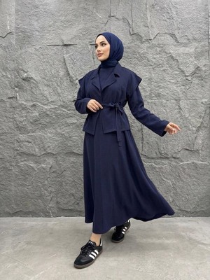 Foremia Yelekli Ikili Elbise-Lacivert -