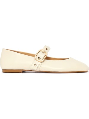 Derimod Kadın Krem Tokalı Deri Babet 26PFD551818